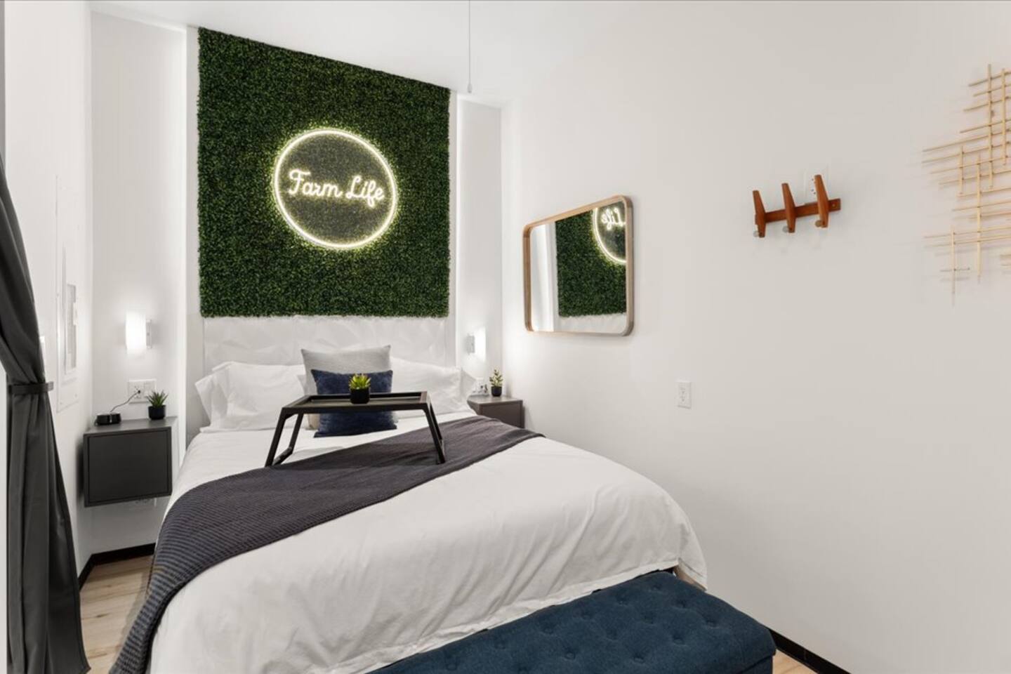 Barndo 1A · North one-bedroom at Cedar Pond Farms in Jefferson City — a one-bedroom barndominium suite on a working farm with Scottish Highland cattle.