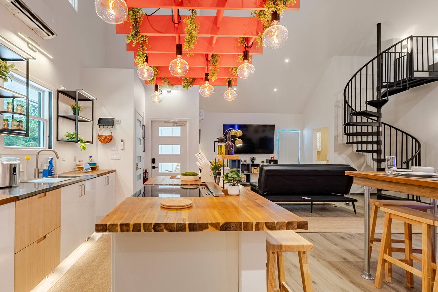 Inside Barndo 3B · Three-bedroom house, a three-bedroom barndominium at Cedar Pond Farms — our fluffy Highland cow farm just outside the Smoky Mountains.